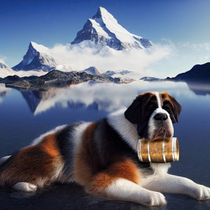 St Bernard with a Brandy Barrel