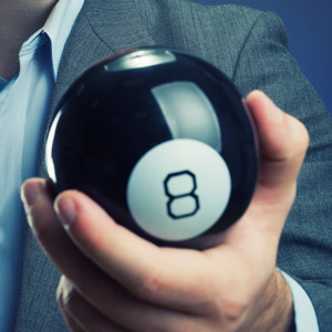 Man holding a Magic 8-ball