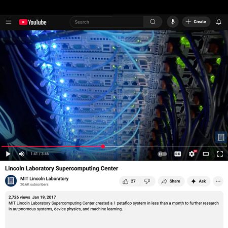 Screenshot of Youtube video showing the supercomputing center