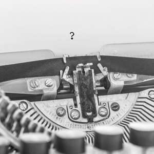 Journalism and deepfakes, a typewriter image with a question mark